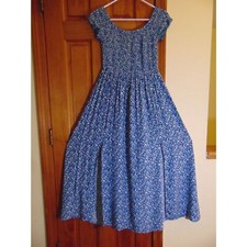 Unbranded Midi Dress in Blue and White Floral, Size LG Could Fit Med or Sm 