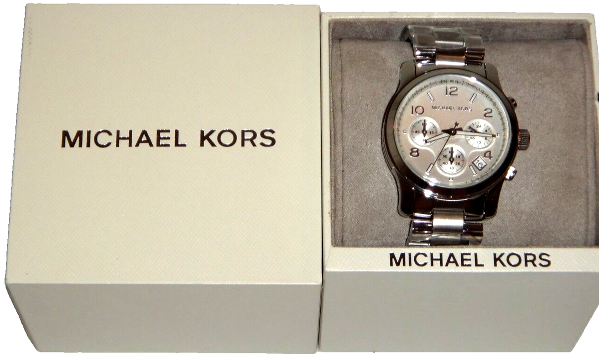 Michael Kors MK5076 Runway Silver Chronograph Watch Box Extra Links Untested Michael Kors MK5076 Runway Silver Chronograph | Mercari main image 4