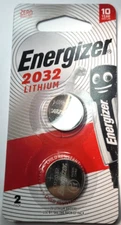 2 PK ENERGIZER CR2032 3V LITHIUM BAT. ECR2032 (GREAT EXP 12/34) DL2032 FREE SHIP