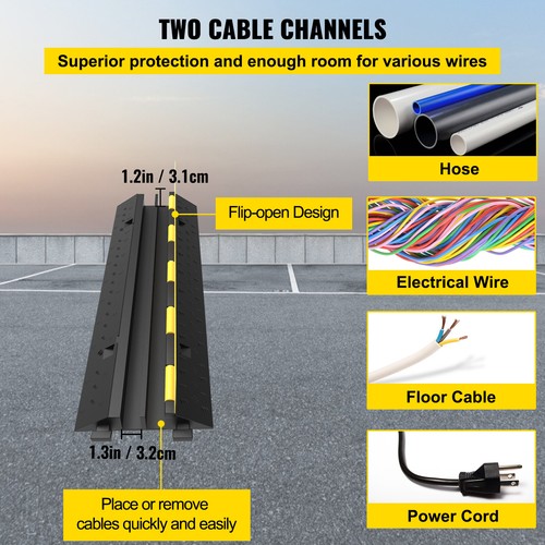 VEVOR 3 Piezas 2 Canales Protector de Cables para Suelo Cubierta de Cable para - Photo 3/12