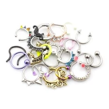 Wholesale 10Pk 16G Nose Septum Rings Randomly with Mixed Designs and Materials