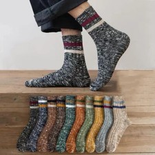 10 Pairs Winter Men Cotton Socks Warm Soft Sports Skateboard Striped Socks