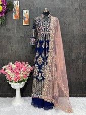 Latest Blue Color Heavy Georgette Top Lehenga With Dupatta For Indian Function