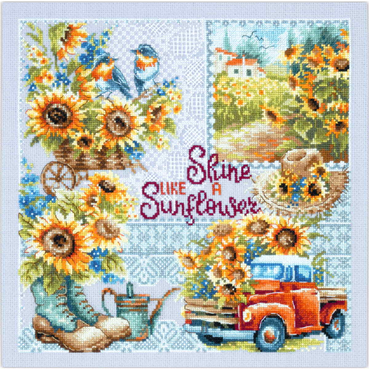 Magic Needle counted cross stitch kit ""Shine Like a Sunflower!"", 26x26cm, DIY