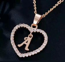 Rose Gold Initial Necklaces For Women Girls Personalized Heart Pendant Necklace
