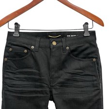 Saint Laurent YSL NEW Women's Sz 25 Black Skinny Denim Stretch Jeans D05 W/SK-MW