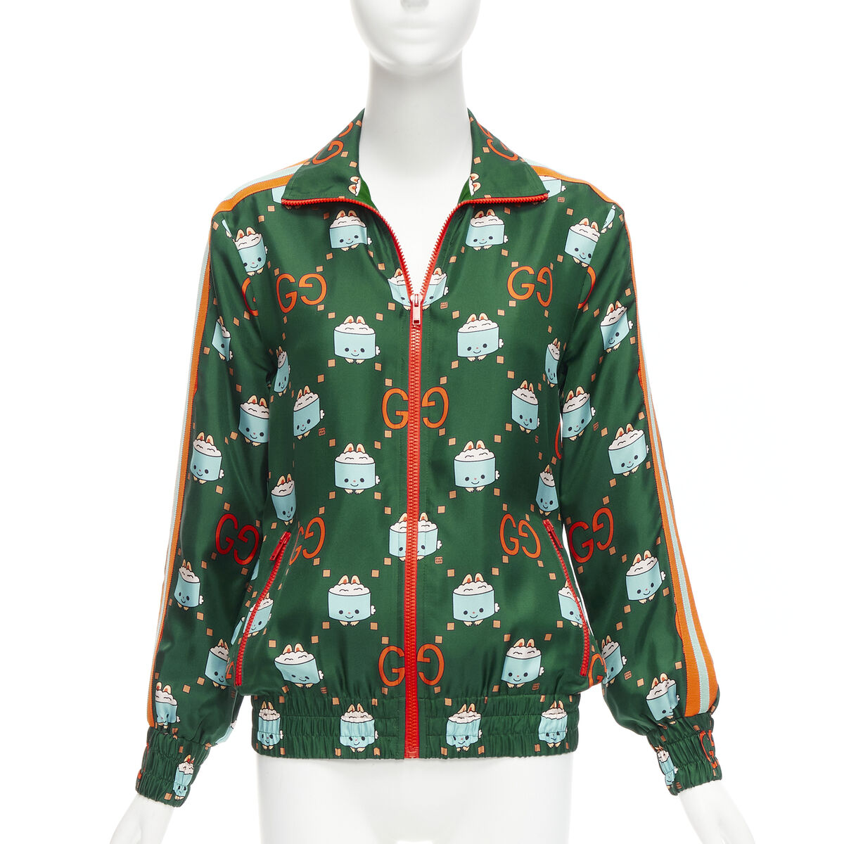 GUCCI 2023 Pikarar GG logo monogram green orange silk track GUCCI 2023 Pikarar GG logo monogram green orange silk track