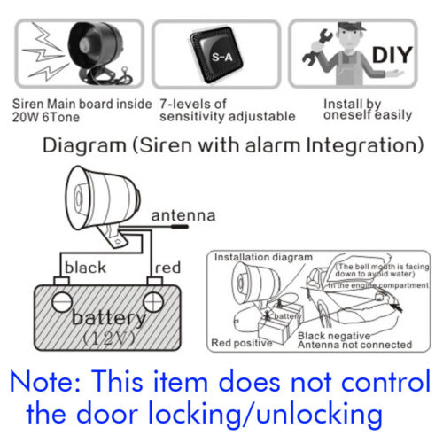 Car Alarm Security System with 2 Remote Vibration Alarm Anti-theft 12V New M1D3 - Picture 5 of 12