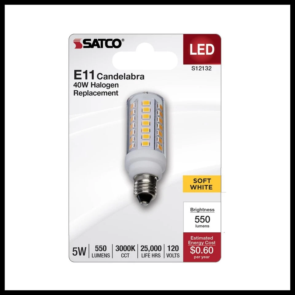 Satco S12132 - 5 Watt Mini LED - Mini Candelabra Base - 3000K (2, 6 or 48 Pack) - Image 2 of 4