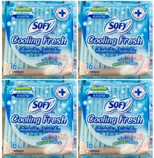 4 x Sofy Cooling Fresh Panty Slim Sanitary Napkin Pad Liner Thin 16 liners