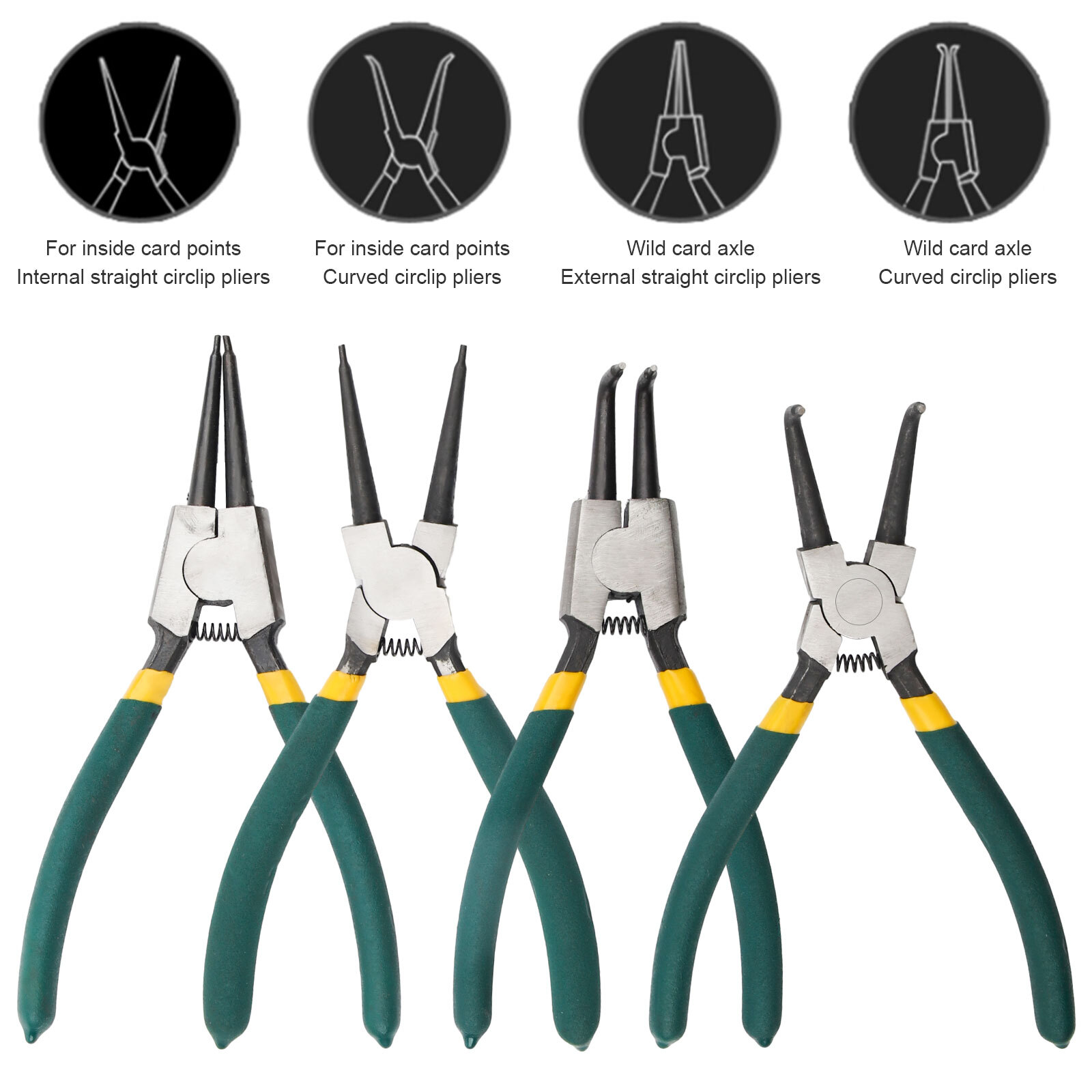 4PCS 7-inch Internal/External Snap Ring Pliers Set Heavy Duty Circlip Pliers Kit
