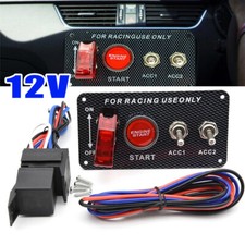 Racing Car Ignition Switch Panel LED Toggle Engine Start Push Button Starter 12V