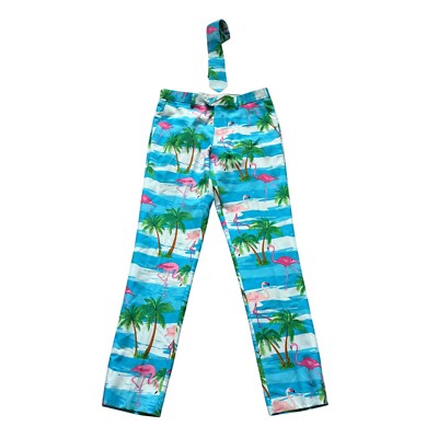Flamingo & Palm Tree Print Opposuits Pants & Tie Set Size 38