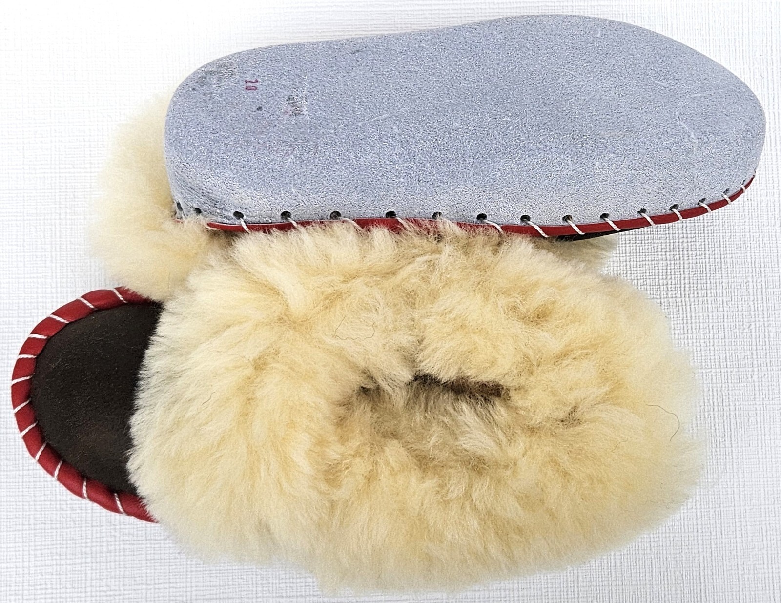 APL PELLICCIA DI AGNELLO PANTOFOLE CALDE taglia 31 NUOVE pelle di pecora pelle fatte a mano marrone (5g.23)