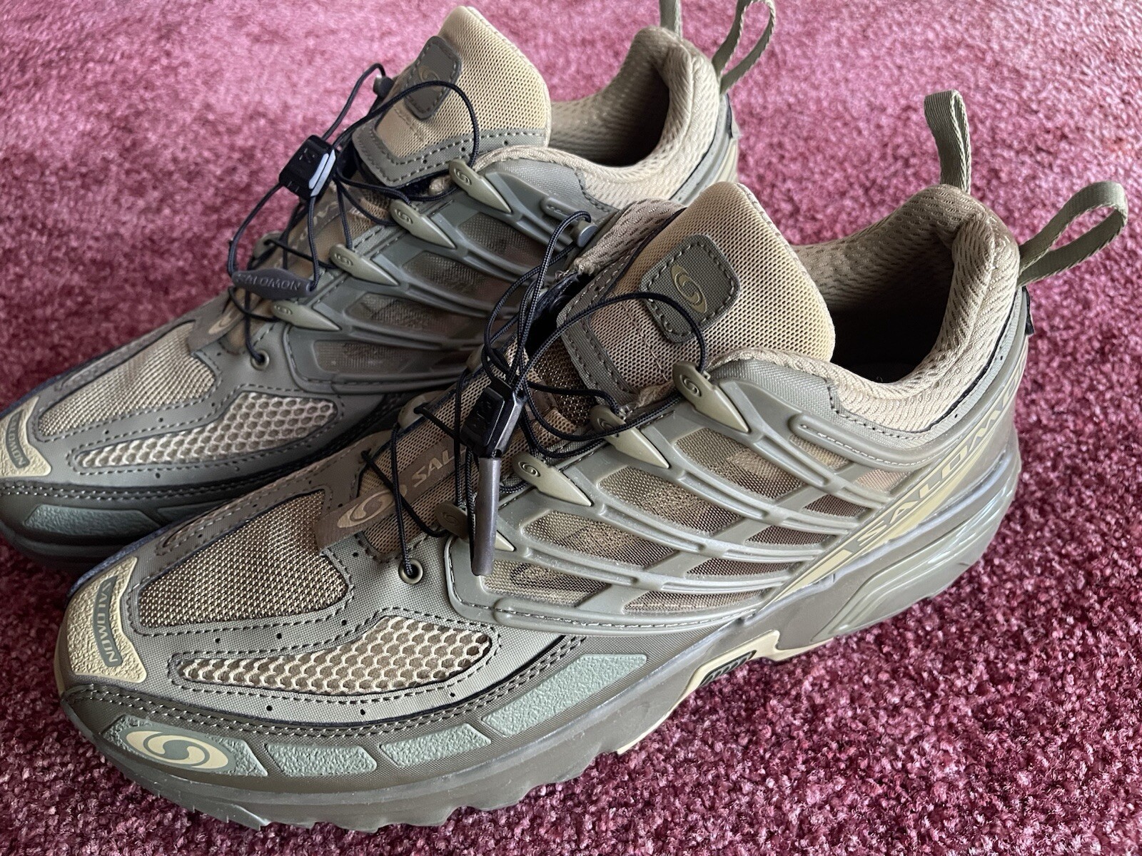 SNEAKERS SALOMON ACS PRO VERDE LICHENE OLIVA TAGLIA 11 UOMO INDOSSATE DUE VOLTE