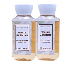 2 BATH & BODY WORKS WHITE JASMINE TRAVEL SIZE SHOWER GEL 3 FL OZ NEW