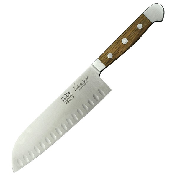 Santoku Mit Kulle E546/18 Von GÜDe, Serie Alpha Fasseiche, 18 Cm Lange Klinge-image