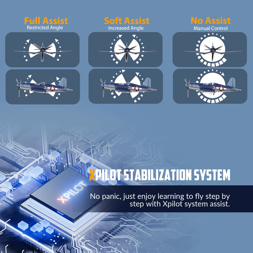 Aviones de radiocontrol Volantex para adultos, avión de radiocontrol Corsair de 4 canales, acrobática de una llave, RTF Foto 3 de 4