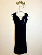 X for Xscape Elegant Black Dress with cap sleeves. Rouging Front and Back Size 6