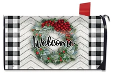 Briarwood Lane Winter Wreath Welcome Large Oversized Mailbox Cover