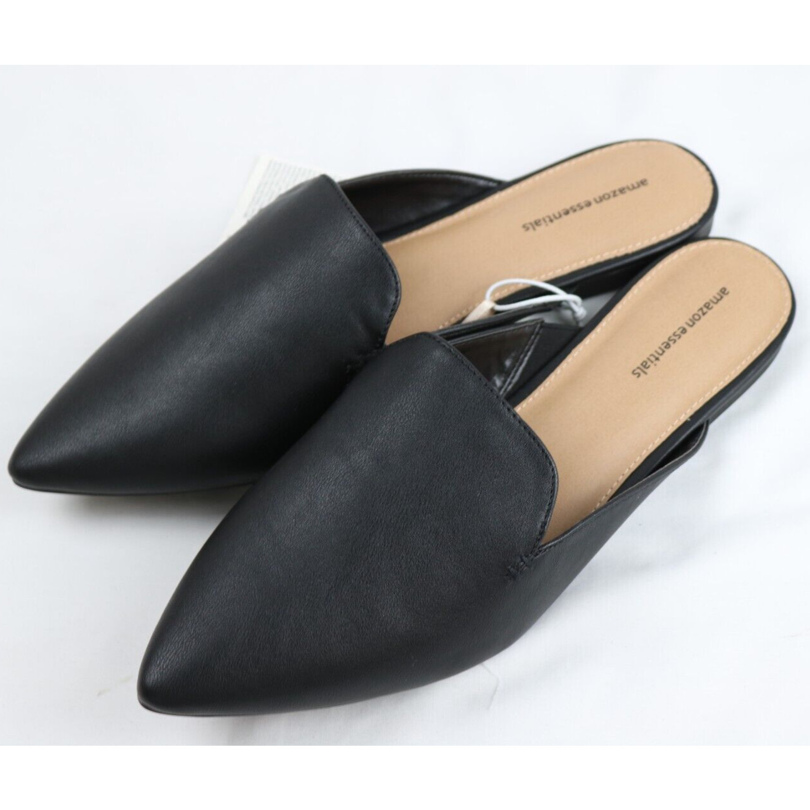 Women's Size 10 Molly Pointy Toe Mule Flat Slides Sandals w/ Mini Heel, Black