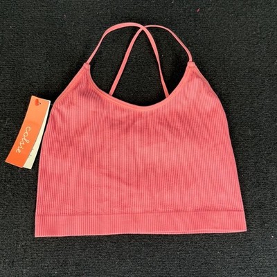 BUNDLE - Colsie Coral & Cream Ribbed Sports Bra