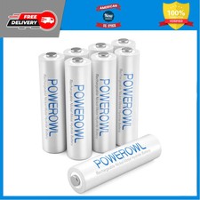 POWEROWL 8 Pack AAA Rechargeable Batteries 1000mAh NiMH Low Self Discharge