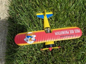 Kimberly-Clark Free-Bee Promotion Metal Model Bi Wing Yellow Airplane Plane Used