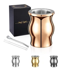 Yerba Mate Cup, Mirror-Polished 8.5 oz Double-Walled Stainless Steel Mate Cup...
