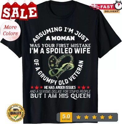2025/Husband Wife I'm A Spoiled Wife Of A Grumpy Old Veteran T-Shirt