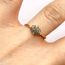 Diamond Ring 9 ct Gold .10ct Cluster 375 Yellow Gold - Size K 1/2