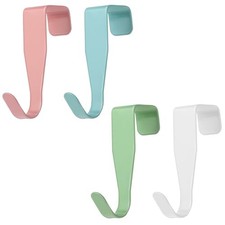 4Pack Over The Cabinet Door Hooks, White Stainless Steel Coat 1 multicolour