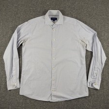 Eton Shirt Mens 16 White Blue Floral Slim Fit Dress Long Sleeve Spread Collar