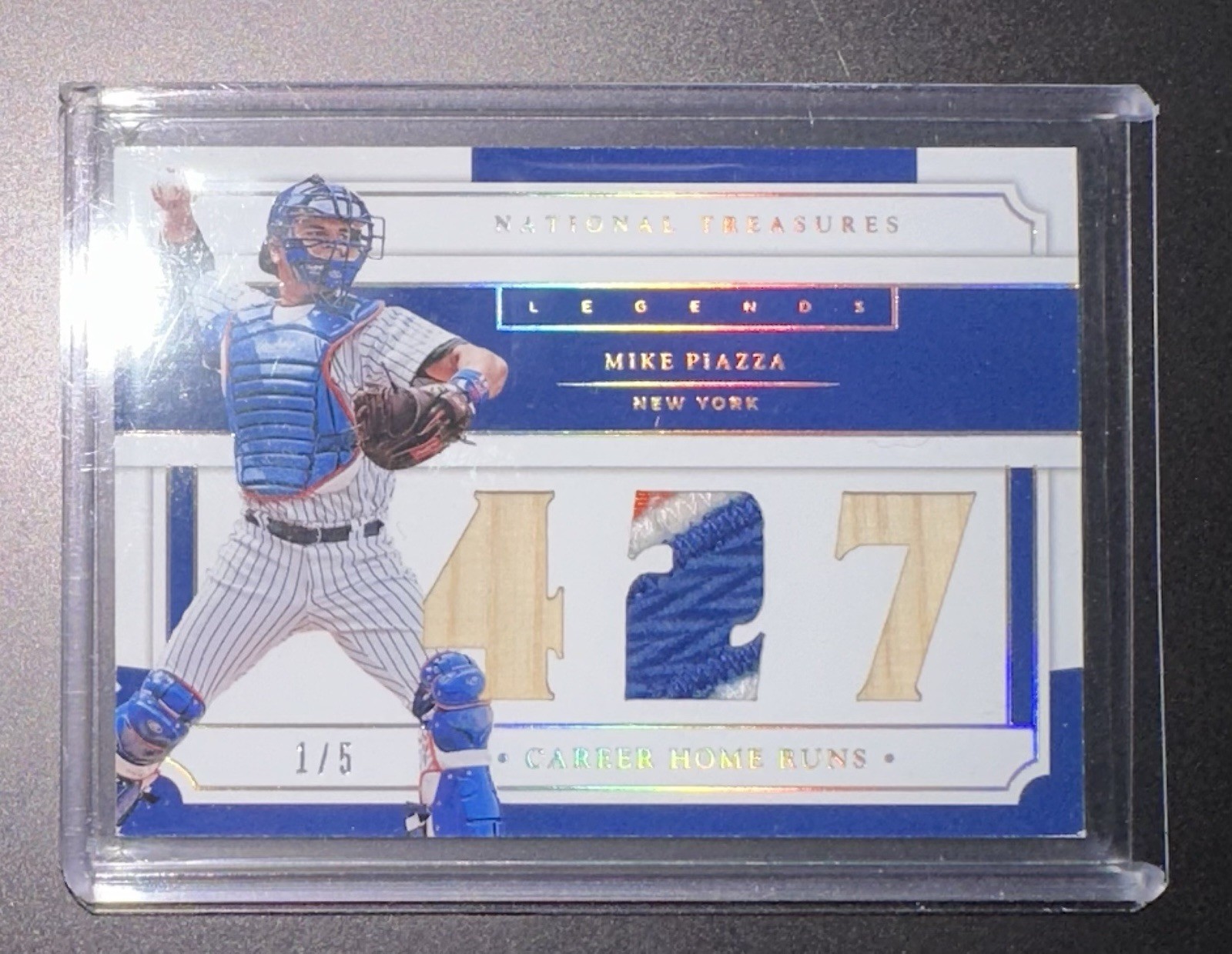2017 Panini National Treasures Mike Piazza Game-Used 3 Patch Jersey Bat #1/5