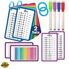 28 Multiplication Flash Cards 0-12, Large Math Flash Cards with 4 Dry Erase P...