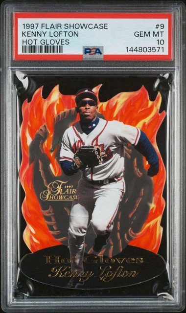 1997 Flair Showcase Hot Gloves Kenny Lofton Braves PSA 10 !! - POP  1