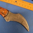 Damascus Steel Karambit Knife 4 1/2” Blade Handmade W/Tooled Leather Sheath — photo 3