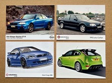 Car Press Photographs x 4 -R34 Skyline, Lotus Carlton, Astra 888, Mk2 Focus RS