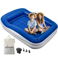 Inflatable Toddler Travel Bed Portable Floor Bed with Safety Bumpers, Blow U...