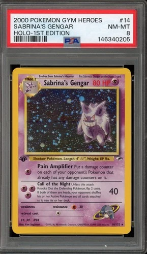 Pokemon Sabrina's Gengar Gym Heroes 1st Edition Holo Rare #14 PSA 8