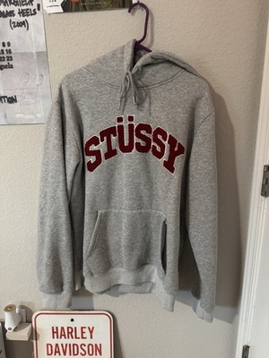 Stussy Grey Hoodie Embroidered Logo Size L | eBay
