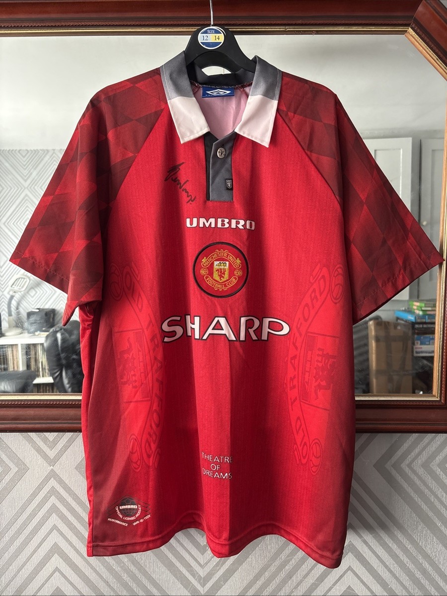 Manchester United 96/98 Home Football Shirt Signed By Gary Neville Size UK L