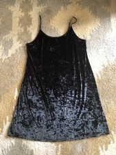 Victoria  s Secret Black Crushed Velvet Slip Dress Lingerie Sz M/L EUC 