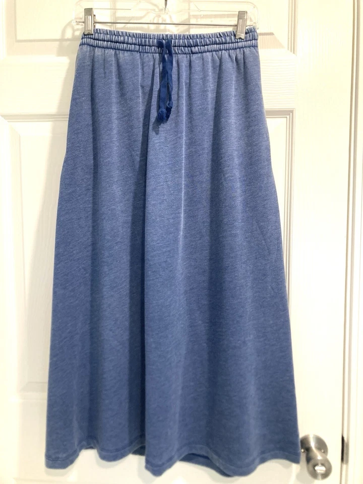 NUEVO SIN ETIQUETAS Free People Movimiento Cordón Azul Envejecido Bolsillo Falda Boho M-L Foto 3 de 4