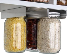 Mason Jar Organizer Holder Rack for Food Storage Under Cabinet Shelf Canning