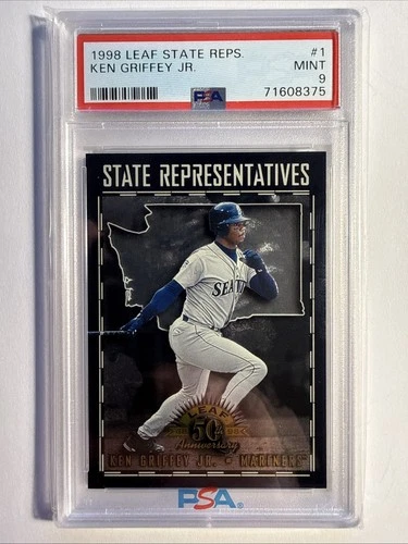 KEN GRIFFEY JR. 1998 LEAF #1 STATE REPRESENTATIVES /5000 PSA MINT 9 MARINERS HOF