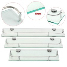 Floating Glass Shelf 16"/20"/24" Wall Mounted Shelf Bathroom Shower Caddy Rack