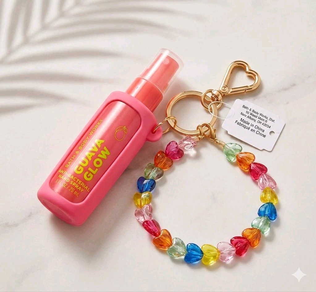 Bath & Body Works Beaded Heart Charm Sanitizer Spray Holder 2026