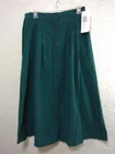 Jantzen Womens Corduroy Long Button Up Skirt Hunter Green Modest Sz 16 NWT