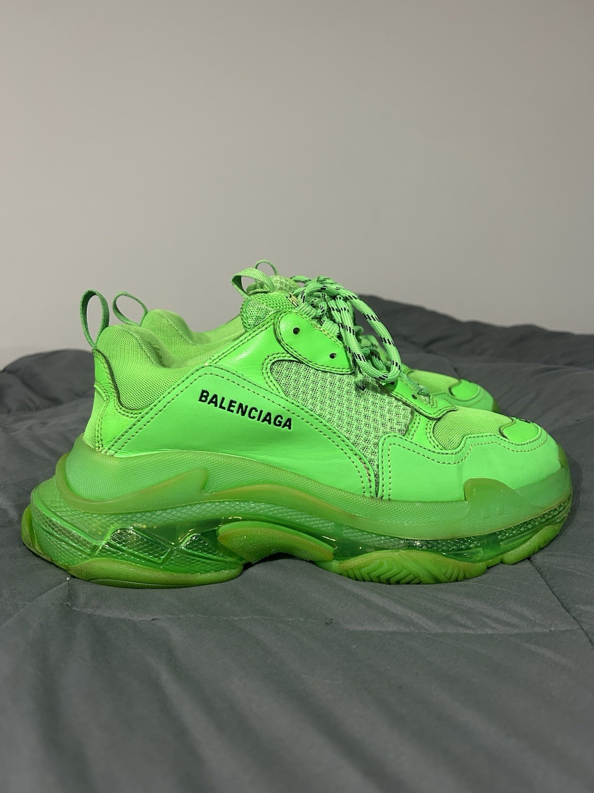 SAOLA Balenciaga Triple S suola trasparente verde fluo taglia 10